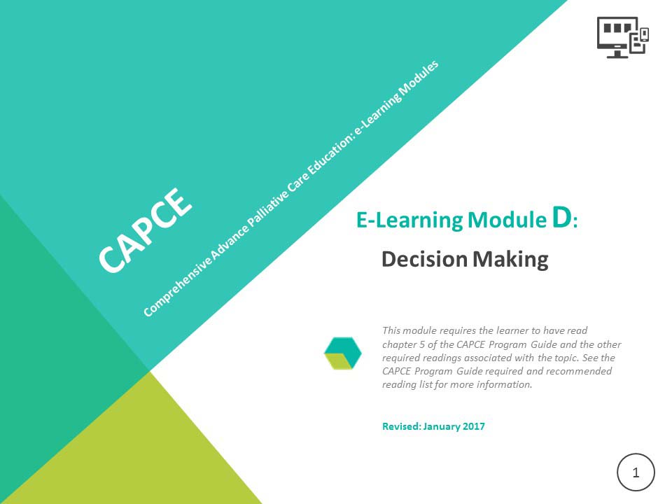 CAPCE e-Learning Module D